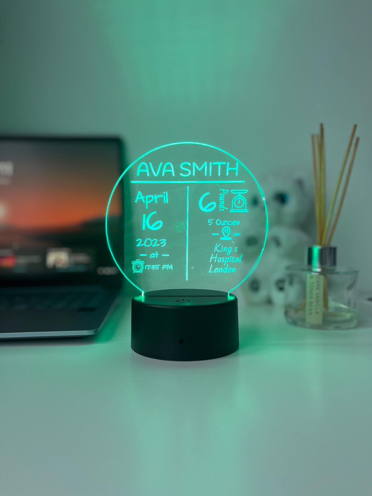 Personalised Newborn Birth Announcement Lamp | Custom Baby Name Night Light | Nursery Decor, Baby Shower Present, Keepsake Gift