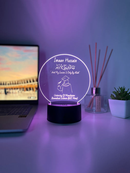 Personalised Islamic Graduation LED Lamp – Custom Name, University & Degree