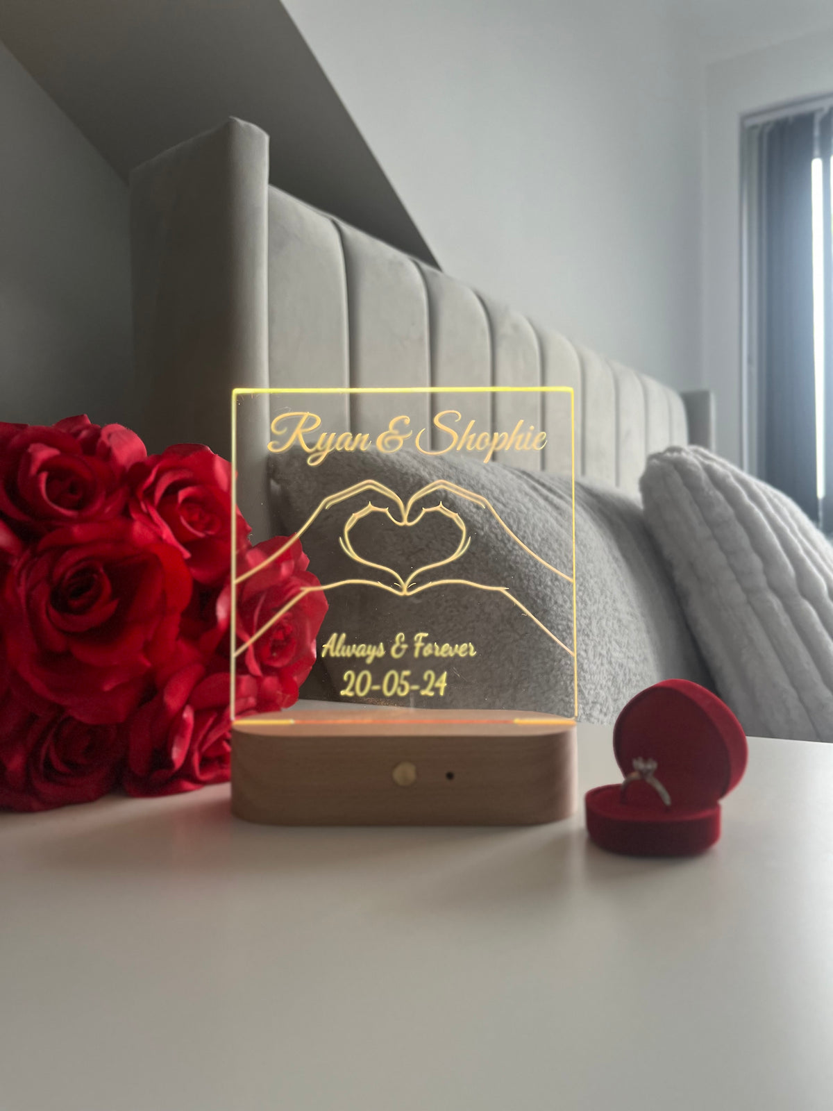 Personalized LED Acrylic Night Light, Custom Couple Name Lamp, Anniversary Gift for Him or Her, Wedding Gift, Romantic Home Decor