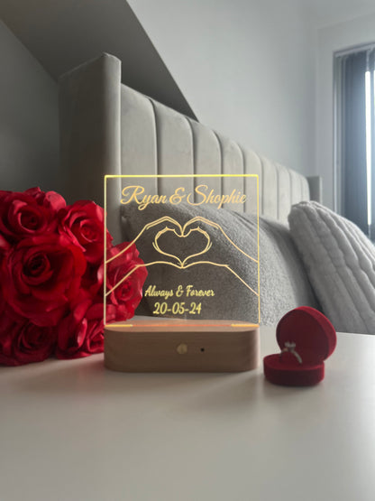 Personalized LED Acrylic Night Light, Custom Couple Name Lamp, Anniversary Gift for Him or Her, Wedding Gift, Romantic Home Decor