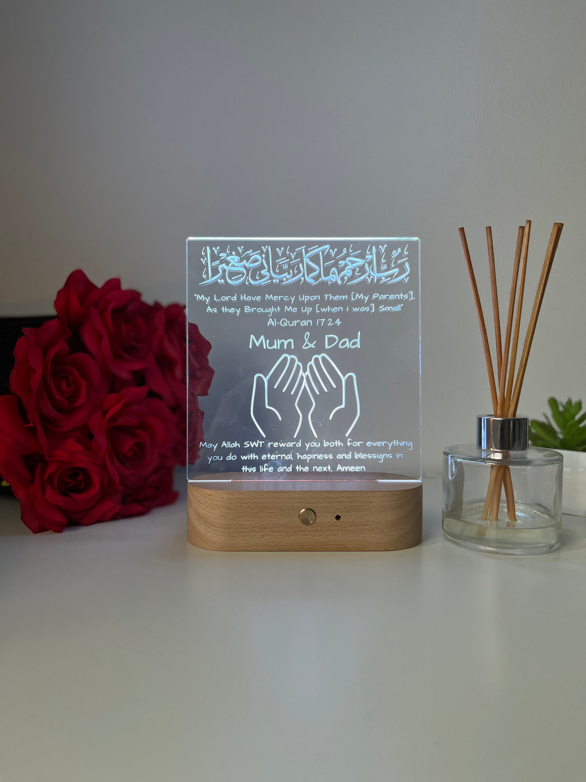Islamic Muslim Gift for Parents, Personalised Mum and Dad Gifts, Muslim Parents Gift, LED Lamp, Gift Ramadan Eid Gifts, Appreciation Gift