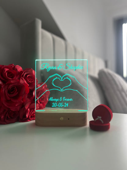 Personalized LED Acrylic Night Light, Custom Couple Name Lamp, Anniversary Gift for Him or Her, Wedding Gift, Romantic Home Decor