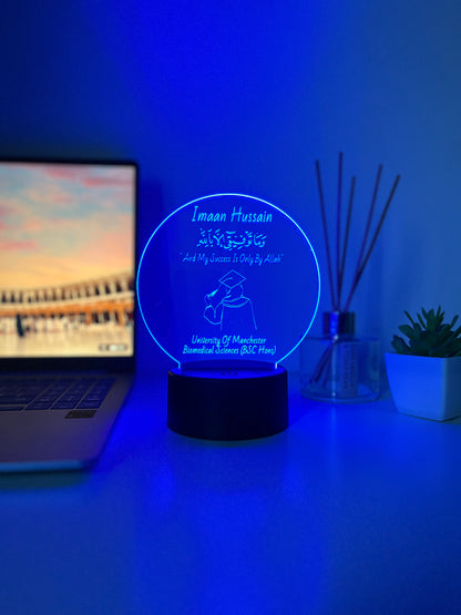 Personalised Islamic Graduation LED Lamp – Custom Name, University & Degree