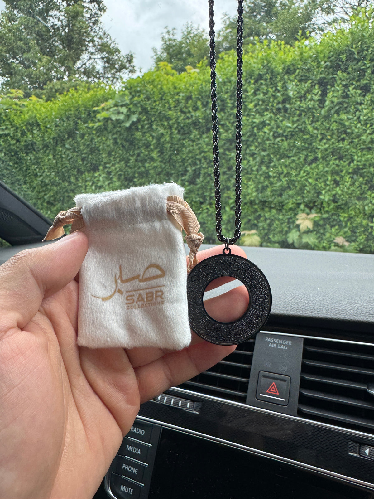 Ayat Ul Kursi Islamic Car Hanging Ornament Black Arabic Protection Dua Car Accessory Gift for Cars and New Drivers Mirror Hanging Decor Gift