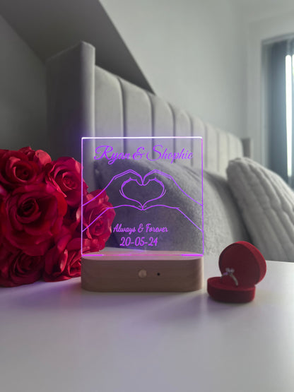 Personalized LED Acrylic Night Light, Custom Couple Name Lamp, Anniversary Gift for Him or Her, Wedding Gift, Romantic Home Decor