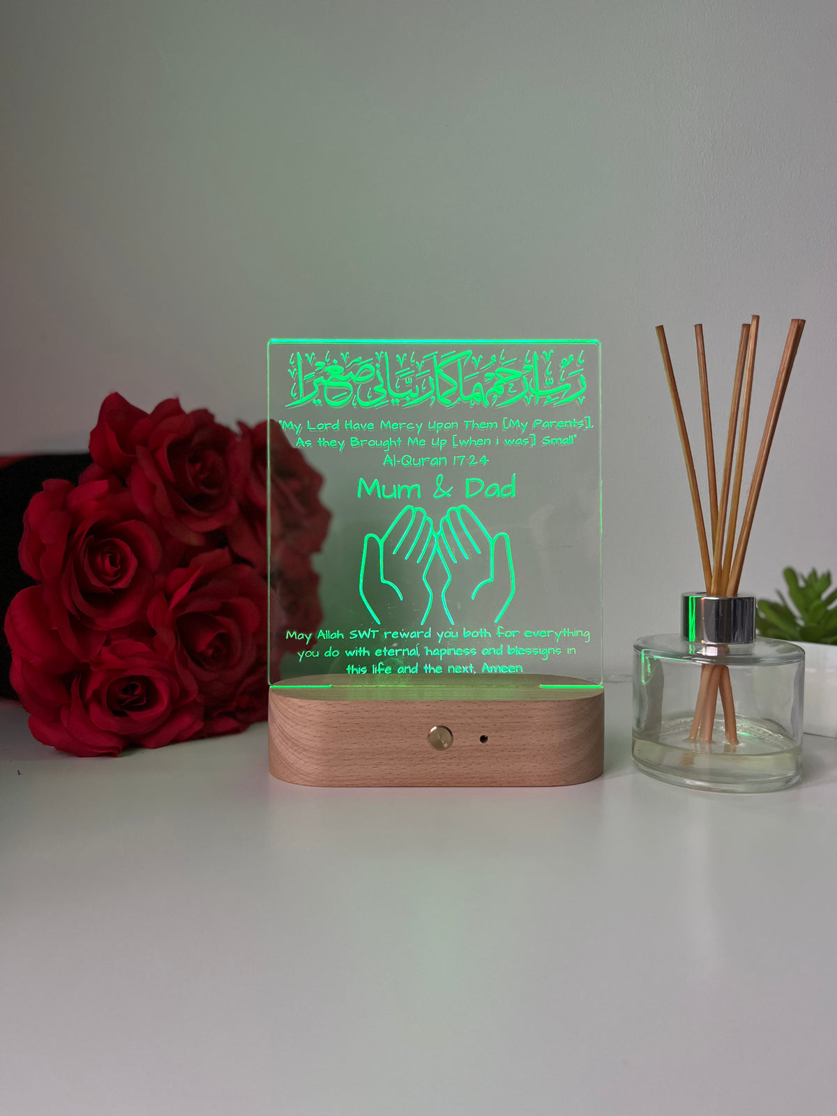 Islamic Muslim Gift for Parents, Personalised Mum and Dad Gifts, Muslim Parents Gift, LED Lamp, Gift Ramadan Eid Gifts, Appreciation Gift