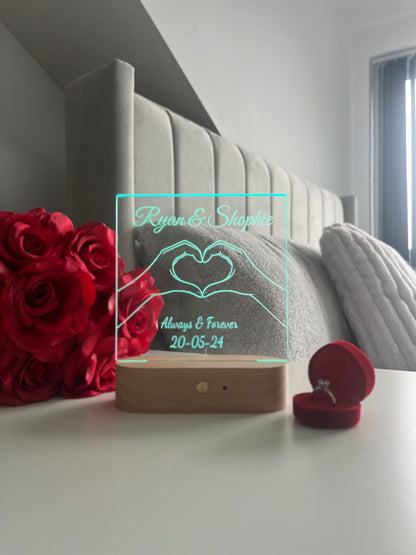 Personalized LED Acrylic Night Light, Custom Couple Name Lamp, Anniversary Gift for Him or Her, Wedding Gift, Romantic Home Decor