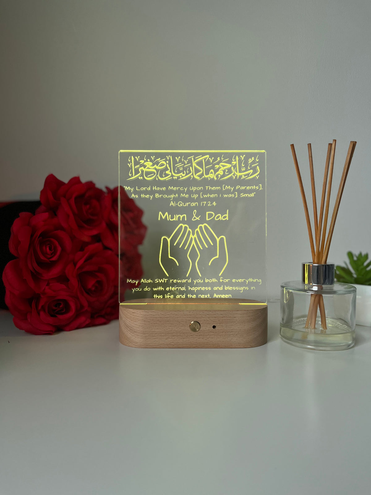 Islamic Muslim Gift for Parents, Personalised Mum and Dad Gifts, Muslim Parents Gift, LED Lamp, Gift Ramadan Eid Gifts, Appreciation Gift