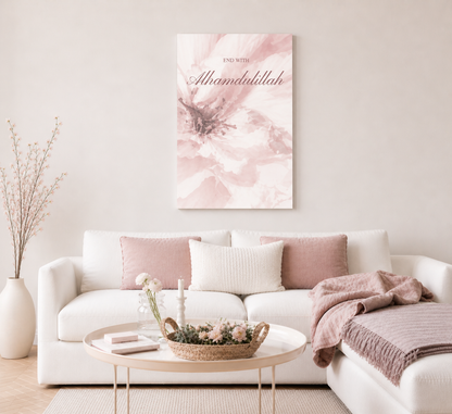 Floral Islamic Canvas Wall Art | Blush Pink Muslim Home Decor