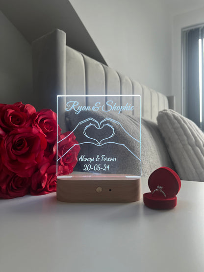 Personalized LED Acrylic Night Light, Custom Couple Name Lamp, Anniversary Gift for Him or Her, Wedding Gift, Romantic Home Decor