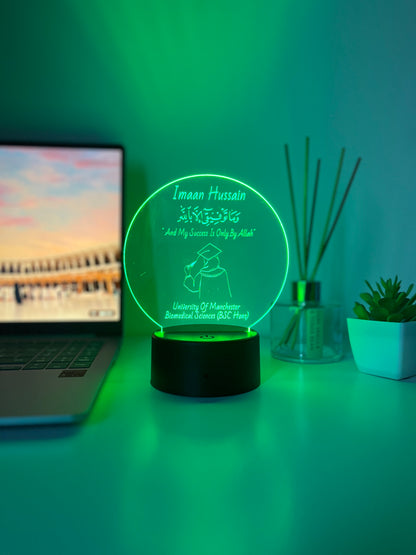 Personalised Islamic Graduation LED Lamp – Custom Name, University & Degree