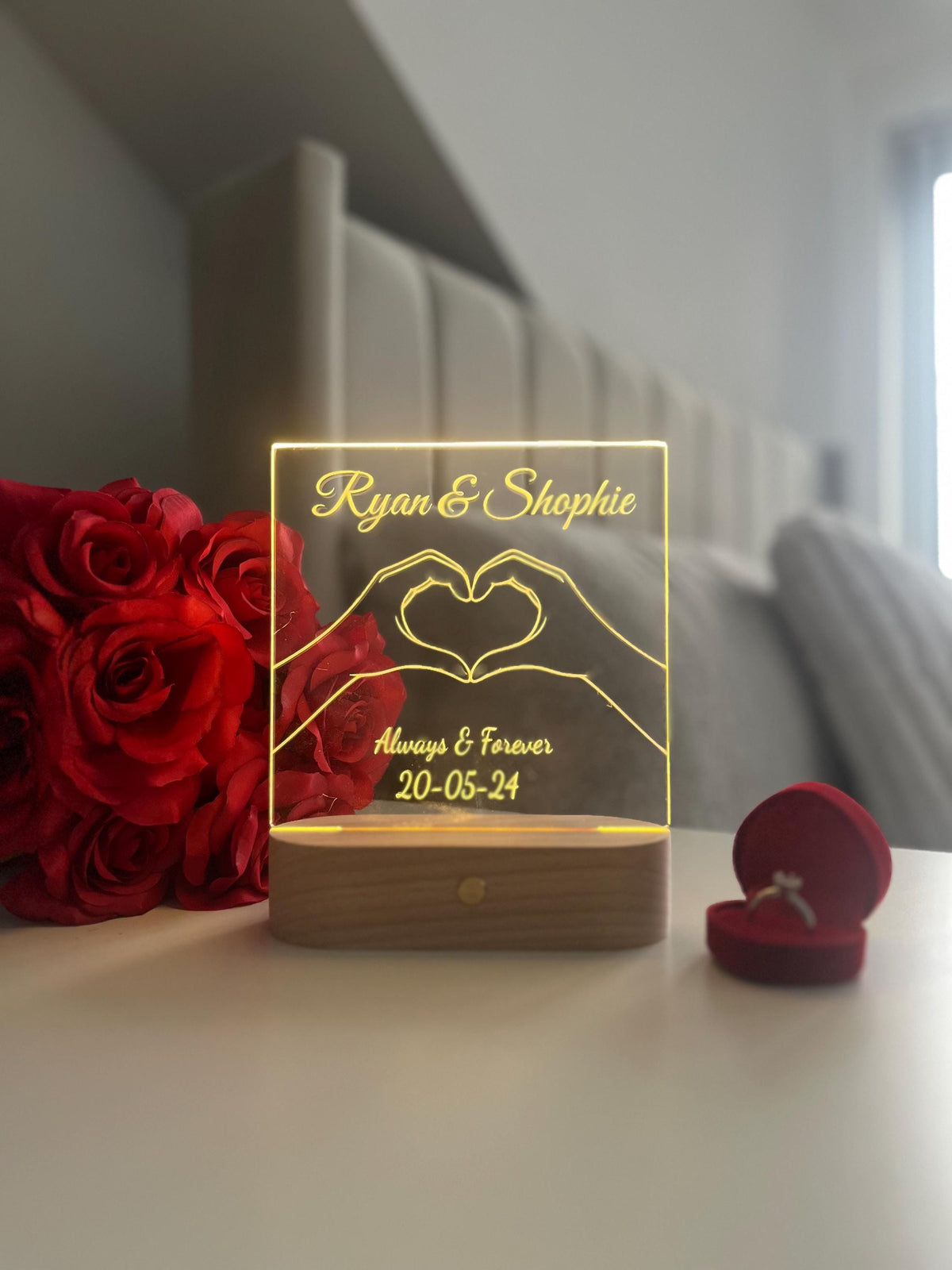 Personalized LED Acrylic Night Light, Custom Couple Name Lamp, Anniversary Gift for Him or Her, Wedding Gift, Romantic Home Decor
