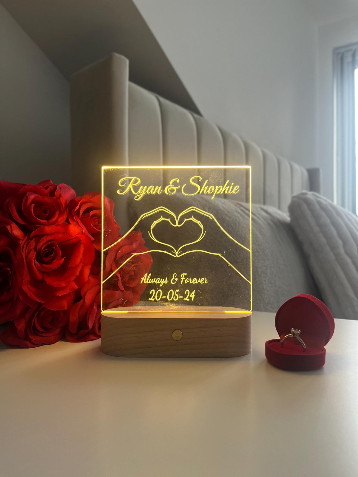 Personalized LED Acrylic Night Light, Custom Couple Name Lamp, Anniversary Gift for Him or Her, Wedding Gift, Romantic Home Decor
