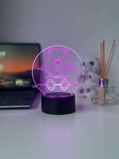 Personalised Baby Name LED Night Light | Custom Teddy Bear Lamp for Nursery & Kids Room | Newborn Gift, Baby Shower, Bedroom Decor