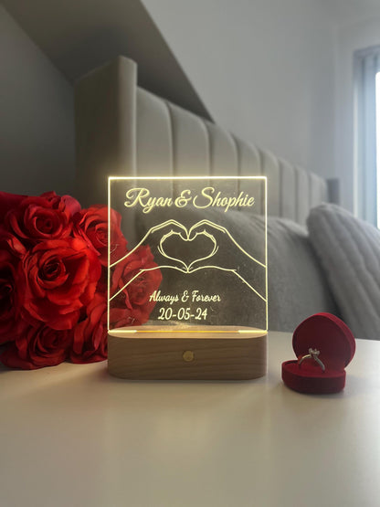 Personalized LED Acrylic Night Light, Custom Couple Name Lamp, Anniversary Gift for Him or Her, Wedding Gift, Romantic Home Decor