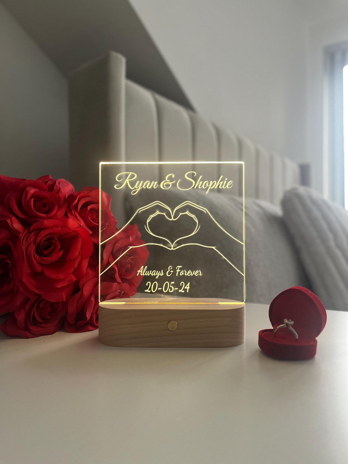 Personalized LED Acrylic Night Light, Custom Couple Name Lamp, Anniversary Gift for Him or Her, Wedding Gift, Romantic Home Decor