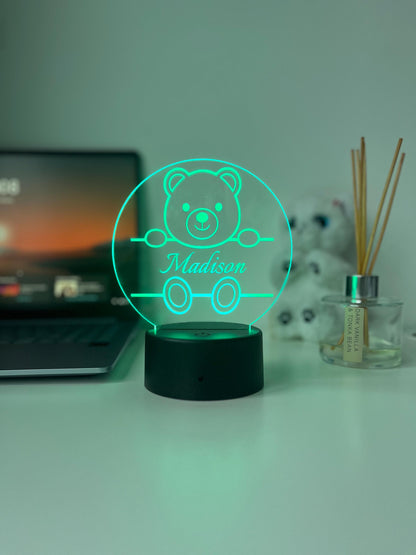 Personalised Baby Name LED Night Light | Custom Teddy Bear Lamp for Nursery & Kids Room | Newborn Gift, Baby Shower, Bedroom Decor