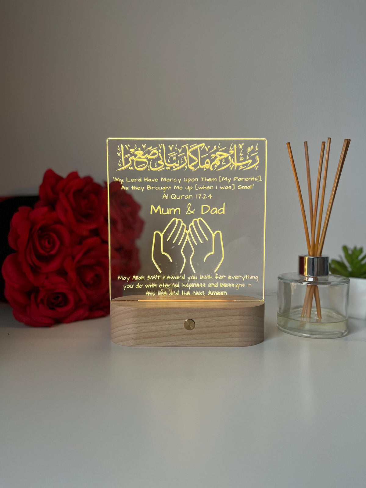 Islamic Muslim Gift for Parents, Personalised Mum and Dad Gifts, Muslim Parents Gift, LED Lamp, Gift Ramadan Eid Gifts, Appreciation Gift