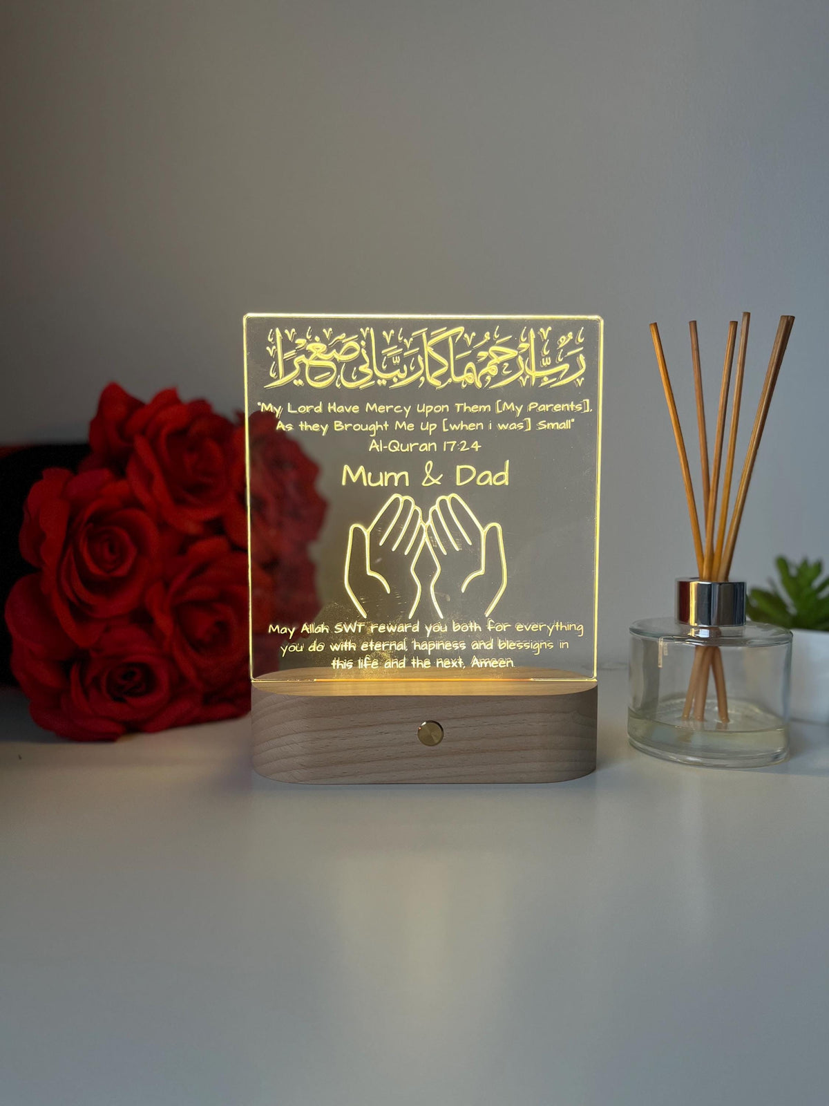 Islamic Muslim Gift for Parents, Personalised Mum and Dad Gifts, Muslim Parents Gift, LED Lamp, Gift Ramadan Eid Gifts, Appreciation Gift